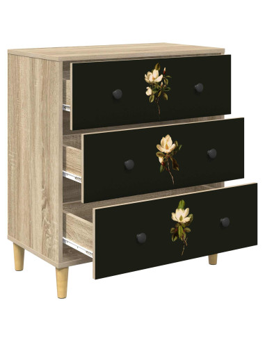 Cassettiera BREMEN Stampa di Magnolia 66 x 36,5 x 75 cm Sonoma