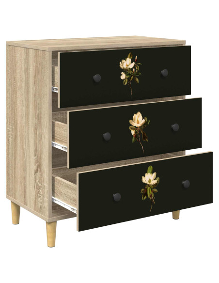 Cassettiera BREMEN Stampa di Magnolia 66 x 36,5 x 75 cm Sonoma