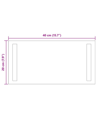 Specchio da bagno LED Trasparente 40 x 20 cm vetro temperato
