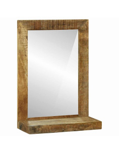 Specchio da bagno Rettangolare Marrone Legno di mango massello 2
