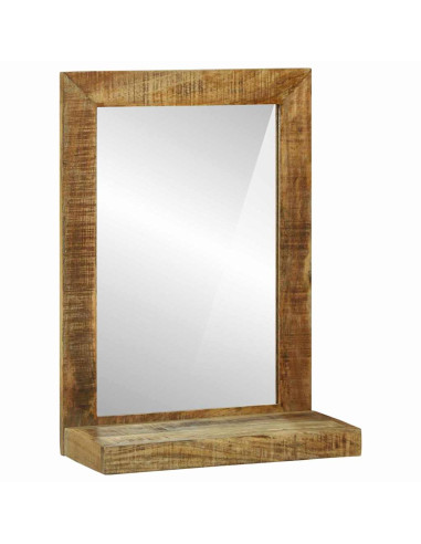 Specchio da bagno Rettangolare Marrone Legno di mango massello
