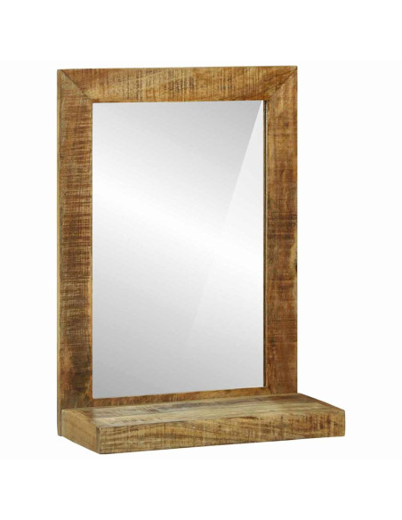 Specchio da bagno Rettangolare Marrone Legno di mango massello