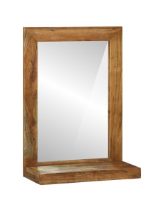 Specchio da bagno Rettangolare Marrone Legno di Acacia Massello
