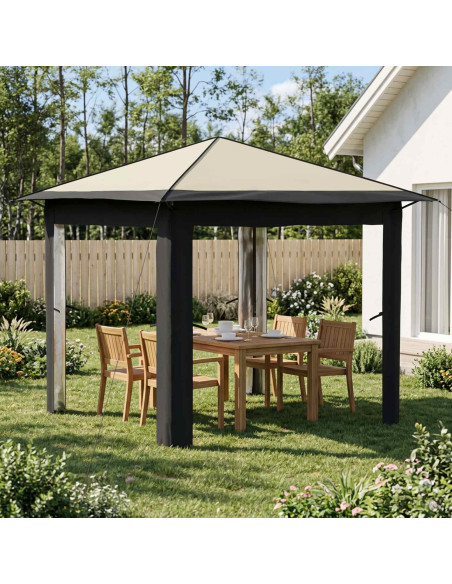 Gazebo senza Parete 2,6 x 2,6 m Crema e Antracite