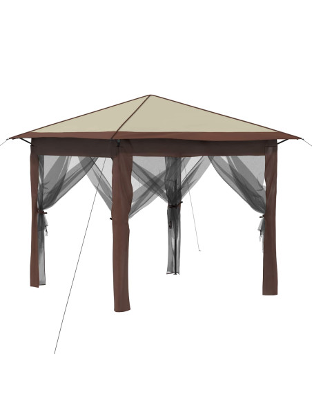 Gazebo con 4 Pareti 2,6 x 2,6 m Crema e Marrone
