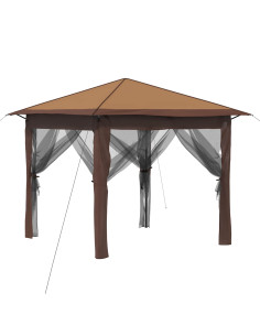 Gazebo con 4 Pareti 2,6 x 2,6 m Beige e Marrone 2