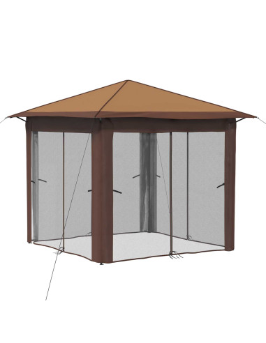 Gazebo con 4 Pareti 2,6 x 2,6 m Beige e Marrone