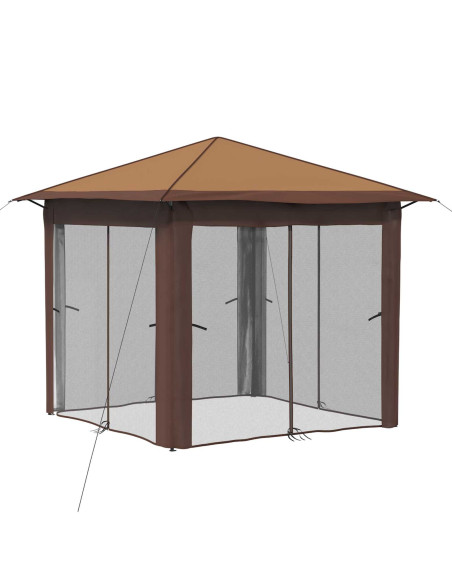 Gazebo con 4 Pareti 2,6 x 2,6 m Beige e Marrone