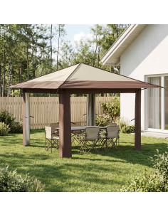 Gazebo senza Parete 3,3 x 3,3 m Crema e Marrone