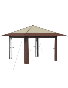 Gazebo senza Parete 3,3 x 3,3 m Crema e Marrone 2