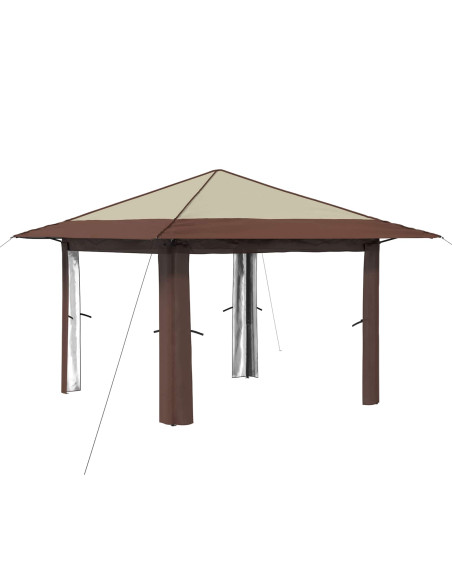 Gazebo senza Parete 3,3 x 3,3 m Crema e Marrone