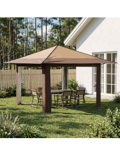 Gazebo senza Parete 3,3 x 3,3 m Beige e Marrone