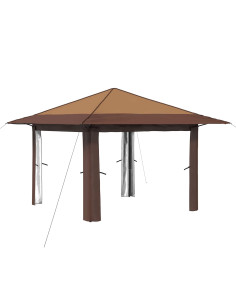 Gazebo senza Parete 3,3 x 3,3 m Beige e Marrone 2