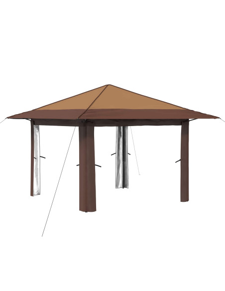 Gazebo senza Parete 3,3 x 3,3 m Beige e Marrone