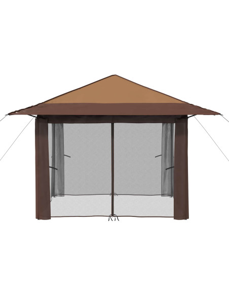 Gazebo con 4 Pareti 3,3 x 3,3 m Beige e Marrone