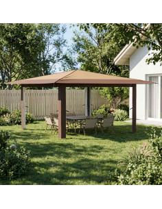 Gazebo senza Parete Laterale 4 x 4 m Beige e Marrone