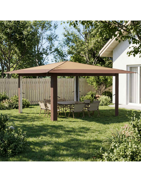Gazebo senza Parete Laterale 4 x 4 m Beige e Marrone