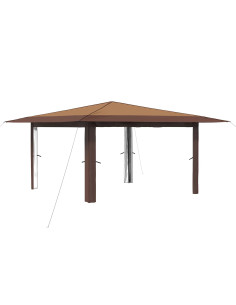 Gazebo senza Parete Laterale 4 x 4 m Beige e Marrone 2