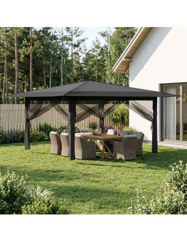 Gazebo con 4 Pareti Laterali 4 x 4 m Grigio chiaro e Antracite
