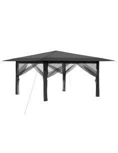 Gazebo con 4 Pareti Laterali 4 x 4 m Grigio chiaro e Antracite 2