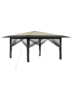 Gazebo con 4 Pareti Laterali 4 x 4 m Crema e Antracite 2