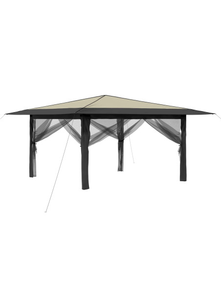 Gazebo con 4 Pareti Laterali 4 x 4 m Crema e Antracite