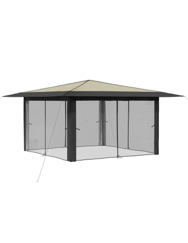 Gazebo con 4 Pareti Laterali 4 x 4 m Crema e Antracite