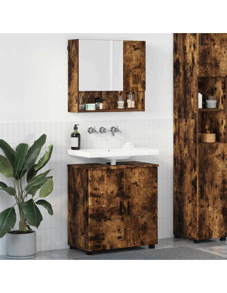 Set di mobili per il bagno 2 pz Rovere fumé 61 x 35 x 64 cm