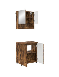 Set di mobili per il bagno 2 pz Rovere fumé 61 x 35 x 64 cm 2