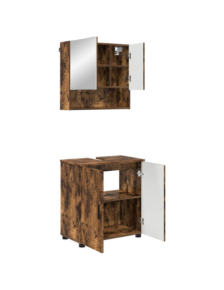 Set di mobili per il bagno 2 pz Rovere fumé 61 x 35 x 64 cm