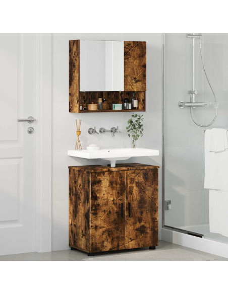Set di mobili per il bagno 2 pz Rovere fumé 61 x 35 x 64 cm
