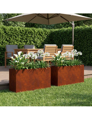 Vaso da giardino 2 pz Ruggine 80 x 30 x 40 cm Acciaio Corten