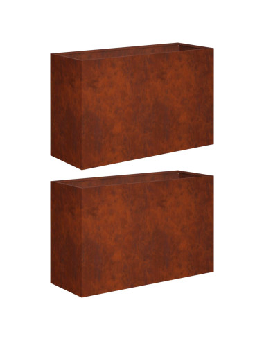 Vaso da giardino 2 pz Ruggine 80 x 30 x 40 cm Acciaio Corten