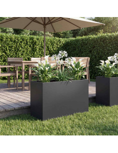Vaso da giardino Nero 80 x 30 x 50 cm Acciaio laminato a freddo