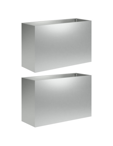 Vaso da giardino 2 pz Argento 80 x 30 x 40 cm Acciaio zincato
