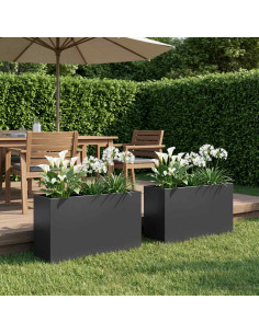 Vaso da giardino 2 pz Nero 80 x 30 x 50 cm