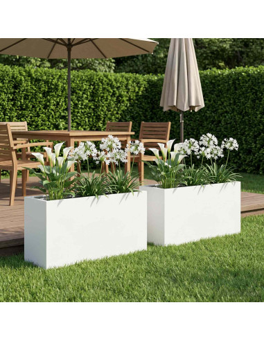 Vaso da giardino 2 pz Bianco 80 x 30 x 50 cm