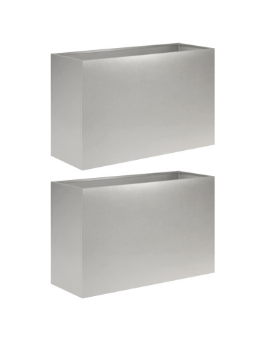 Vaso da giardino 2 pz Argento 80 x 40 x 50 cm Acciaio Inox