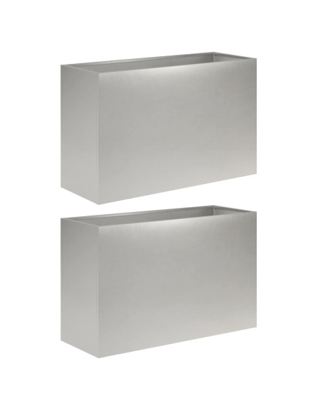 Vaso da giardino 2 pz Argento 80 x 40 x 50 cm Acciaio Inox