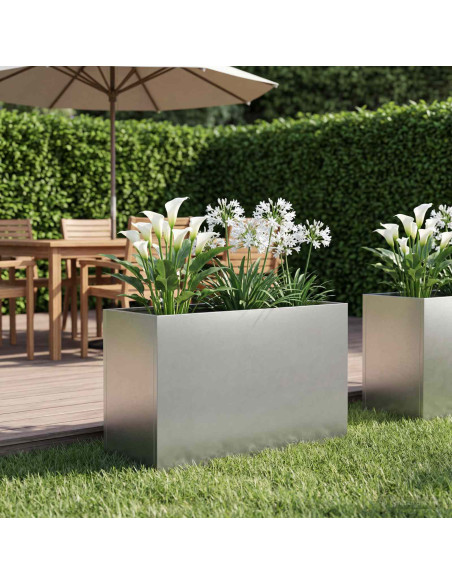 Vaso da giardino Argento 80 x 40 x 50 cm Acciaio Inox