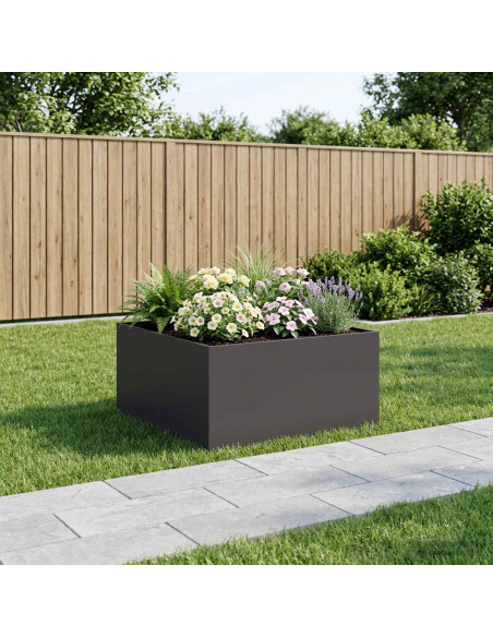 Vaso da giardino Nero 60 x 60 x 40 cm Acciaio laminato a freddo