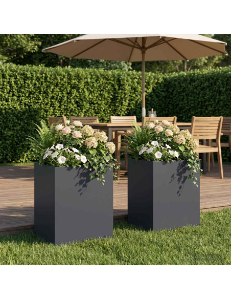 Vaso da giardino 2 pz Antracite 40 x 30 x 50 cm