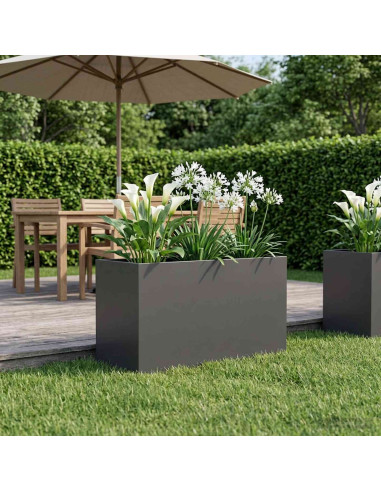 Vaso da giardino Nero 80 x 50 x 50 cm Acciaio laminato a freddo