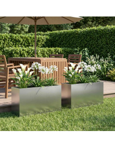 Vaso da giardino 2 pz Argento 80 x 30 x 50 cm Acciaio zincato