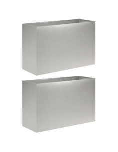Vaso da giardino 2 pz Argento 80 x 30 x 40 cm Acciaio Inox 2