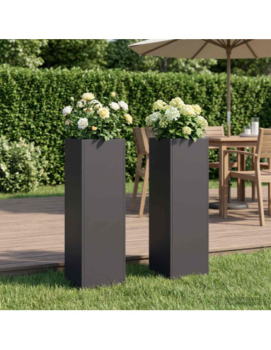 Vaso da giardino 2 pz Nero 20 x 20 x 75 cm