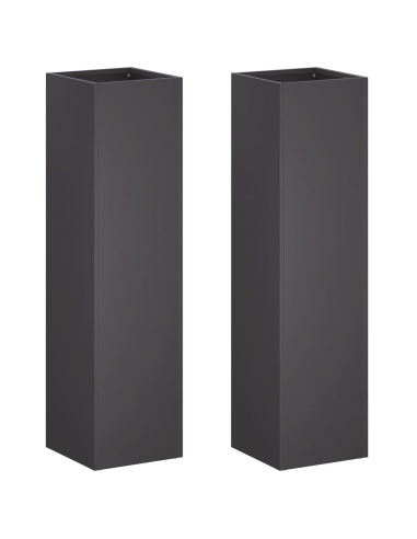Vaso da giardino 2 pz Nero 20 x 20 x 75 cm