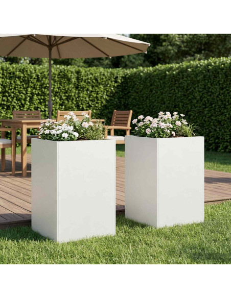 Vaso da giardino 2 pz Bianco 40 x 40 x 75 cm