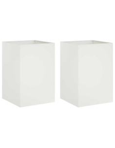 Vaso da giardino 2 pz Bianco 40 x 40 x 75 cm 2