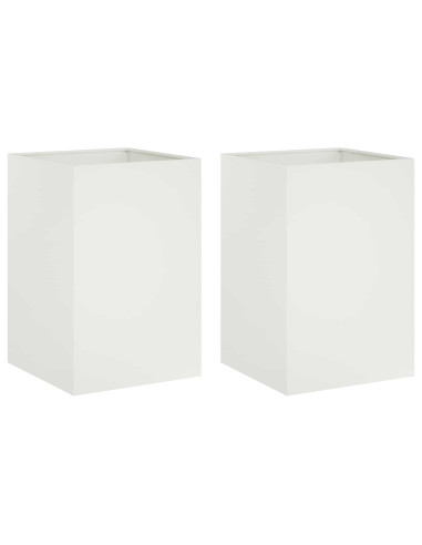 Vaso da giardino 2 pz Bianco 40 x 40 x 75 cm